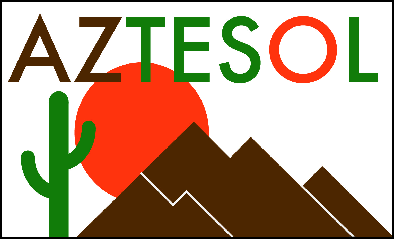 AZTESOL logo cactus, sun, and mountains
